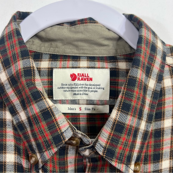Fjallraven Stig Flannel Shirt Long Sleeve Button Up Men’s Medium Slim Fit Plaid - Picture 8 of 10